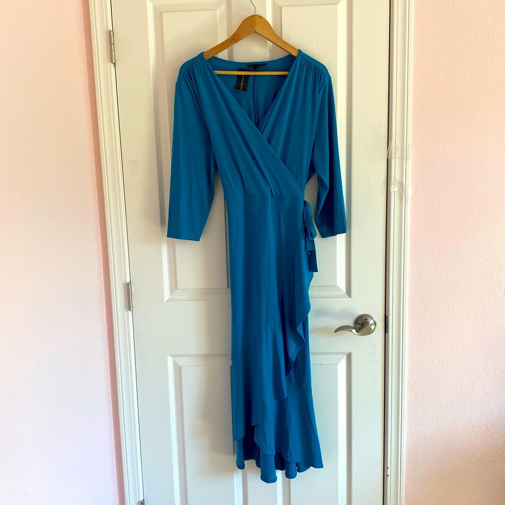 Teal faux-wrap dress. NWT size 18/20